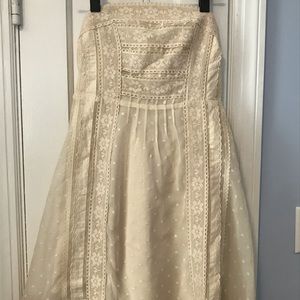 Ivory strapless dress with lace overlay